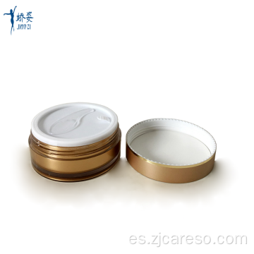 Tarro de crema cosmética de doble cámara de 100 ml con espátula